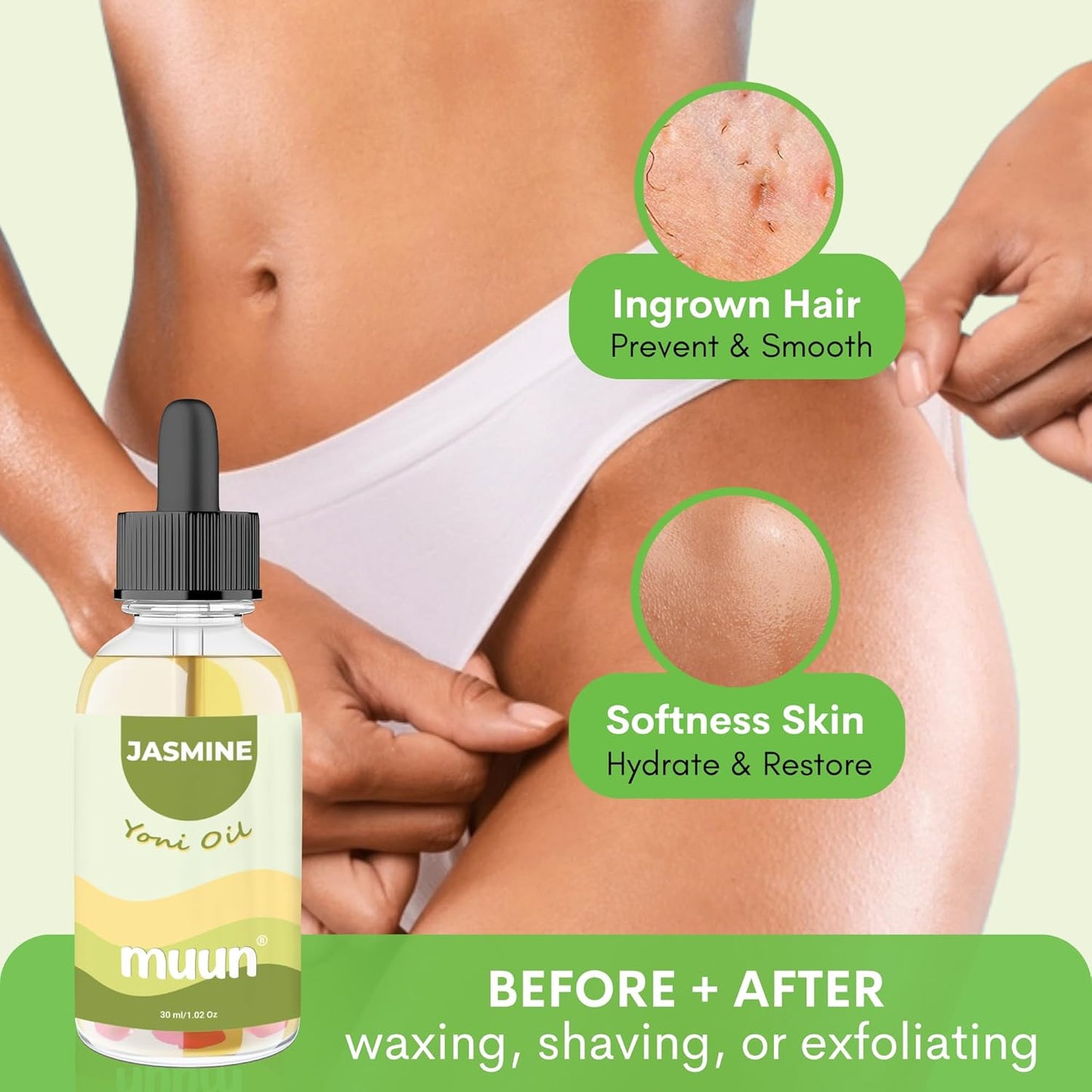 Muun Jasmine Yoni Oil - Deep Vaginal Moisturizer, Odor Eliminator