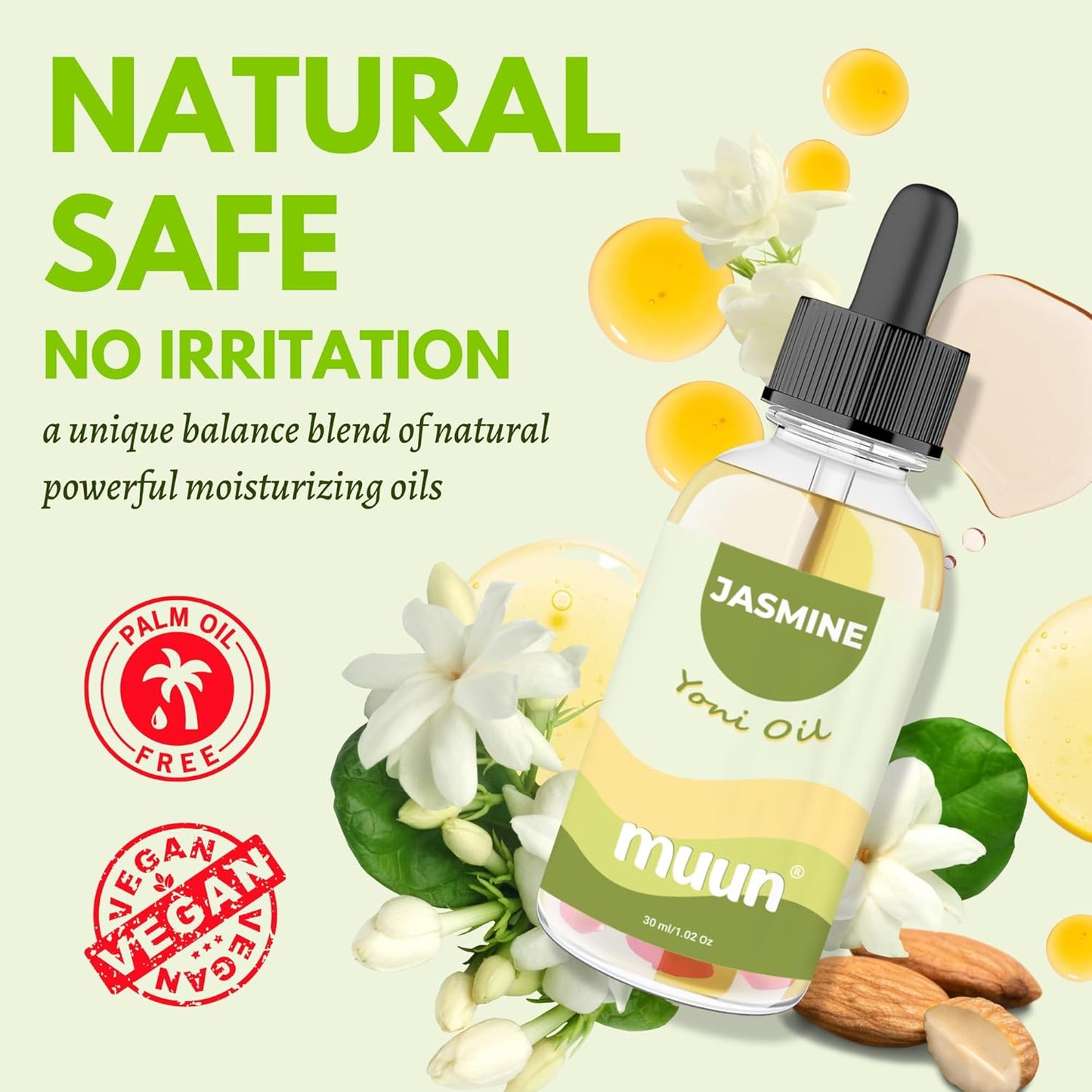Muun Jasmine Yoni Oil - Deep Vaginal Moisturizer, Odor Eliminator
