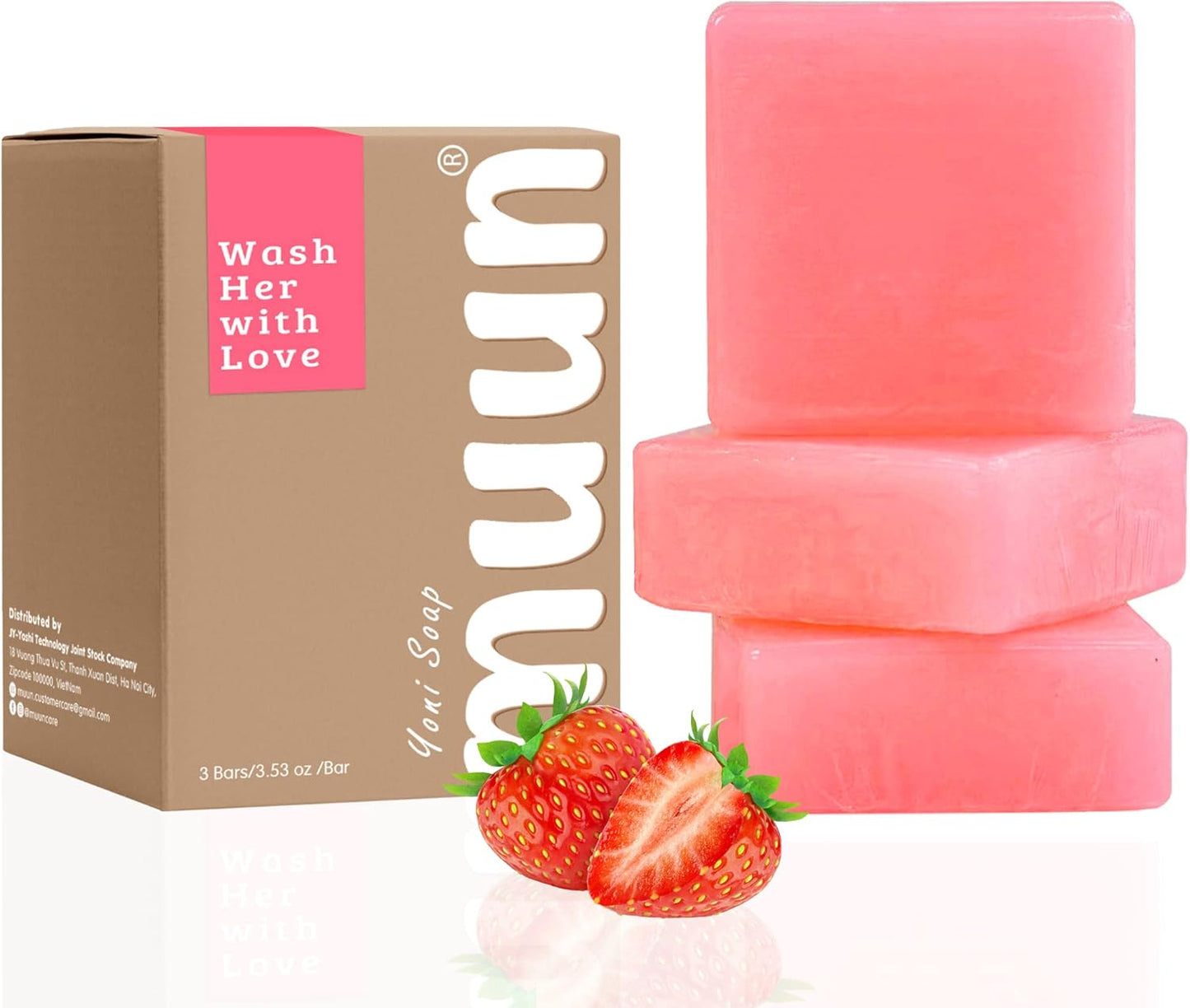 Muun Strawberry Yoni Soap Bar Pack 3 - Feminine Wash