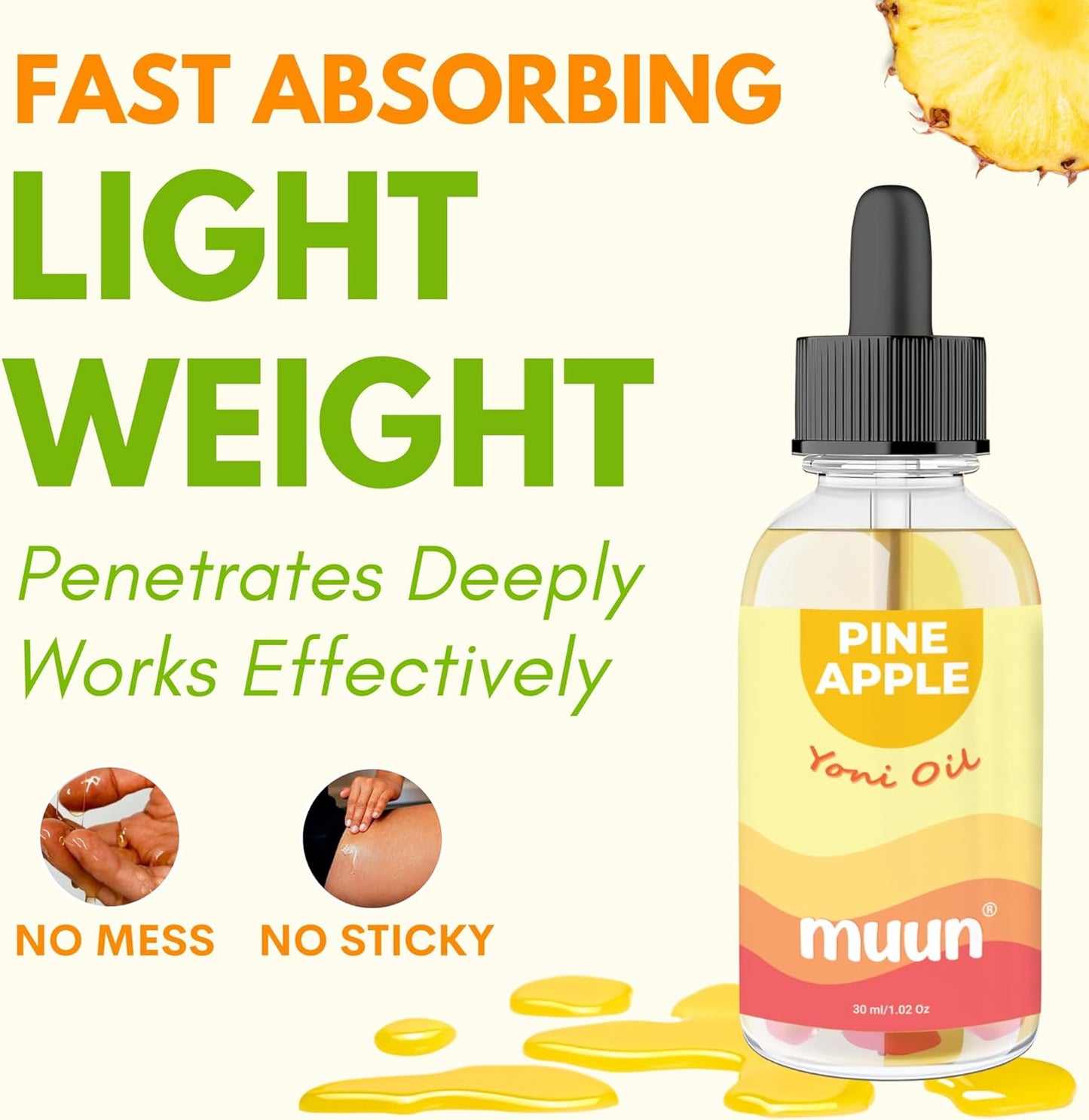 Muun Pineapple Yoni Oil - Vaginal Moisturizer, Odor Eliminator