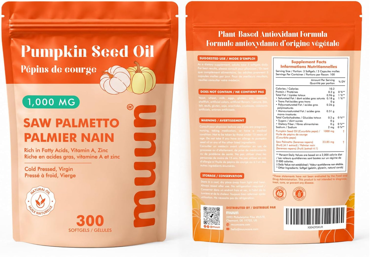 Muun Pumpkin Seed Oil & Saw Palmetto Softgels