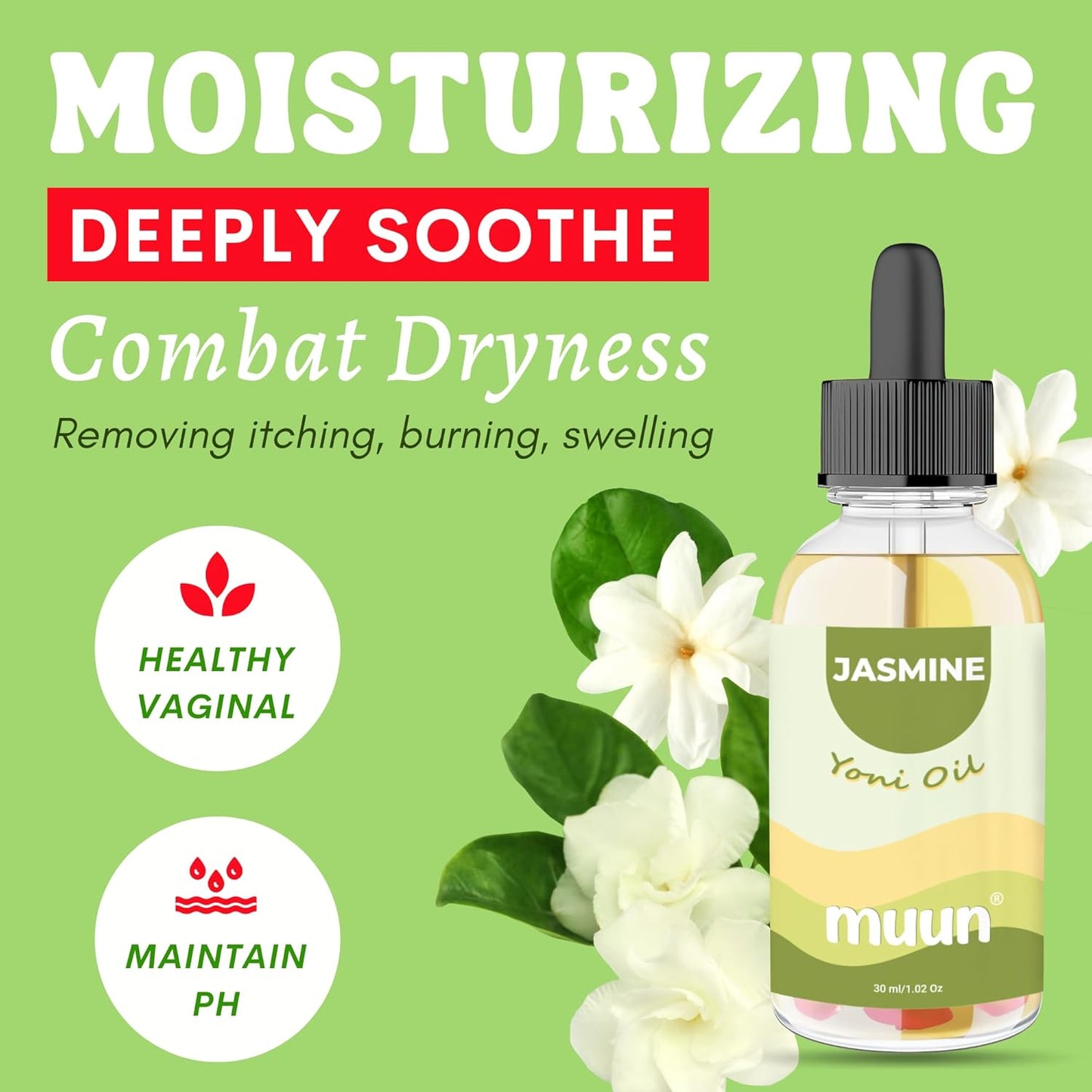 Muun Jasmine Yoni Oil - Deep Vaginal Moisturizer, Odor Eliminator