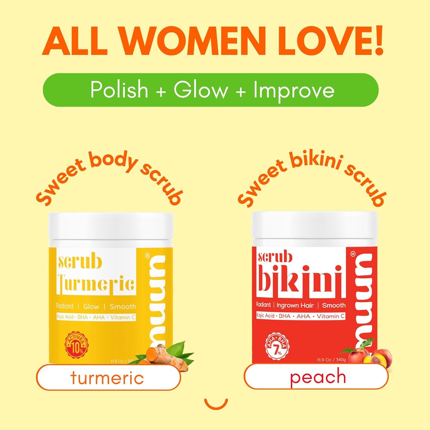 Muun Body Scrub - 2% Kojic Acid Turmeric Vitamin C & AHA/BHA