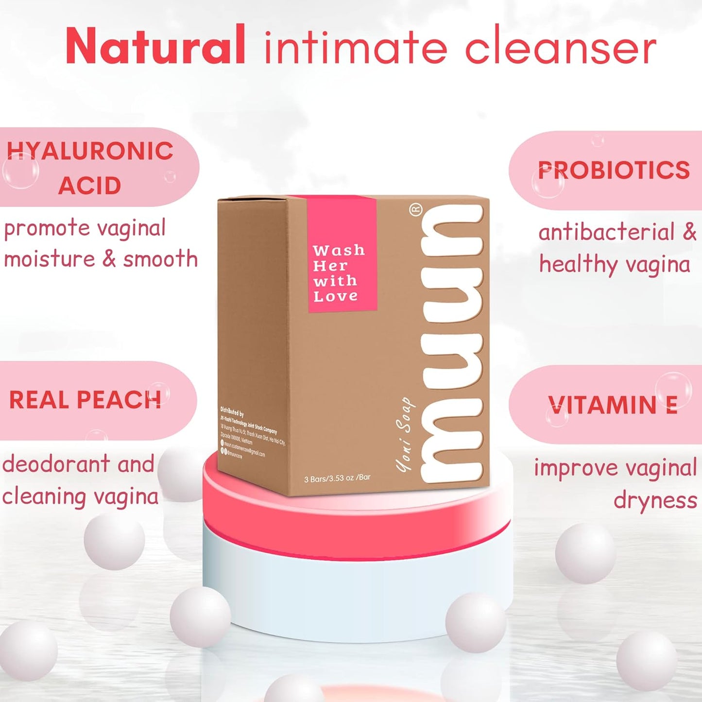 Muun Strawberry Yoni Soap Bar Pack 3 - Feminine Wash