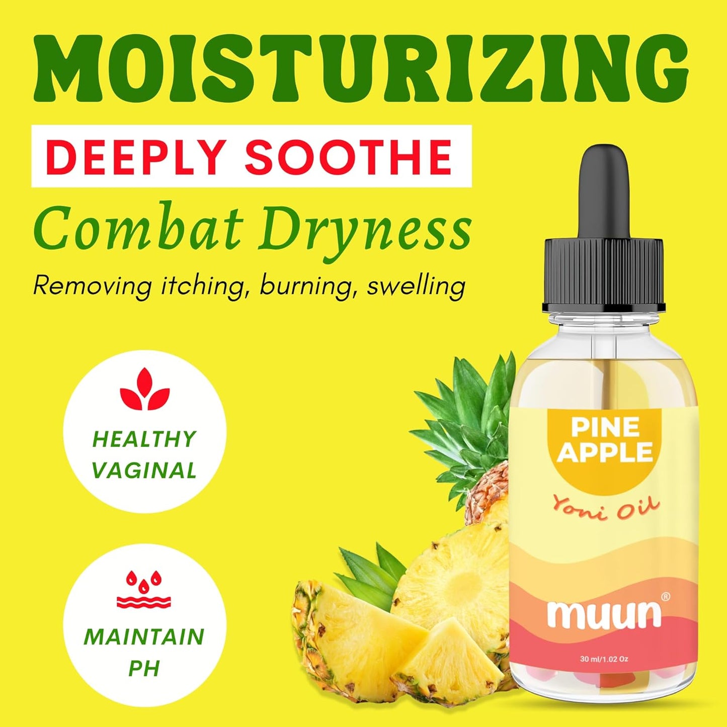 Muun Pineapple Yoni Oil - Vaginal Moisturizer, Odor Eliminator