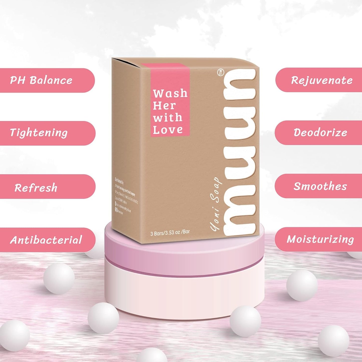 Muun Rose Yoni Soap Bar Pack 3 - Feminine Wash