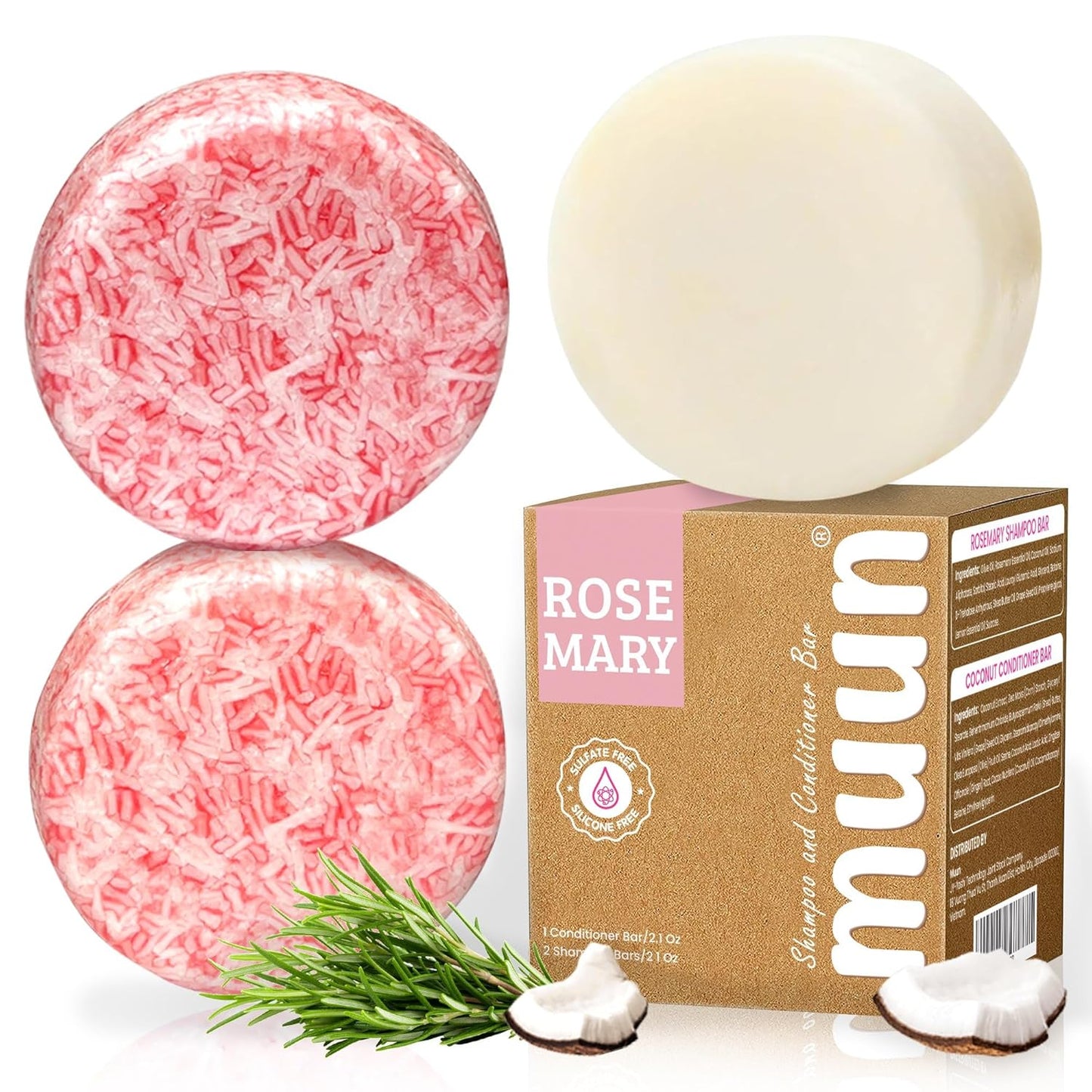 Muun Rosemary Shampoo and Conditioner Bars Set