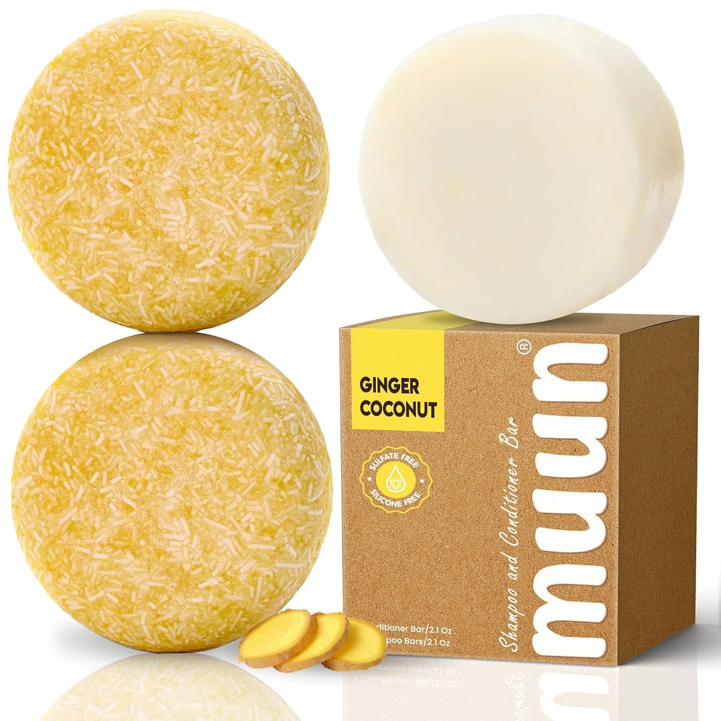 Muun Ginger & Coconut Shampoo & Conditioner Bars