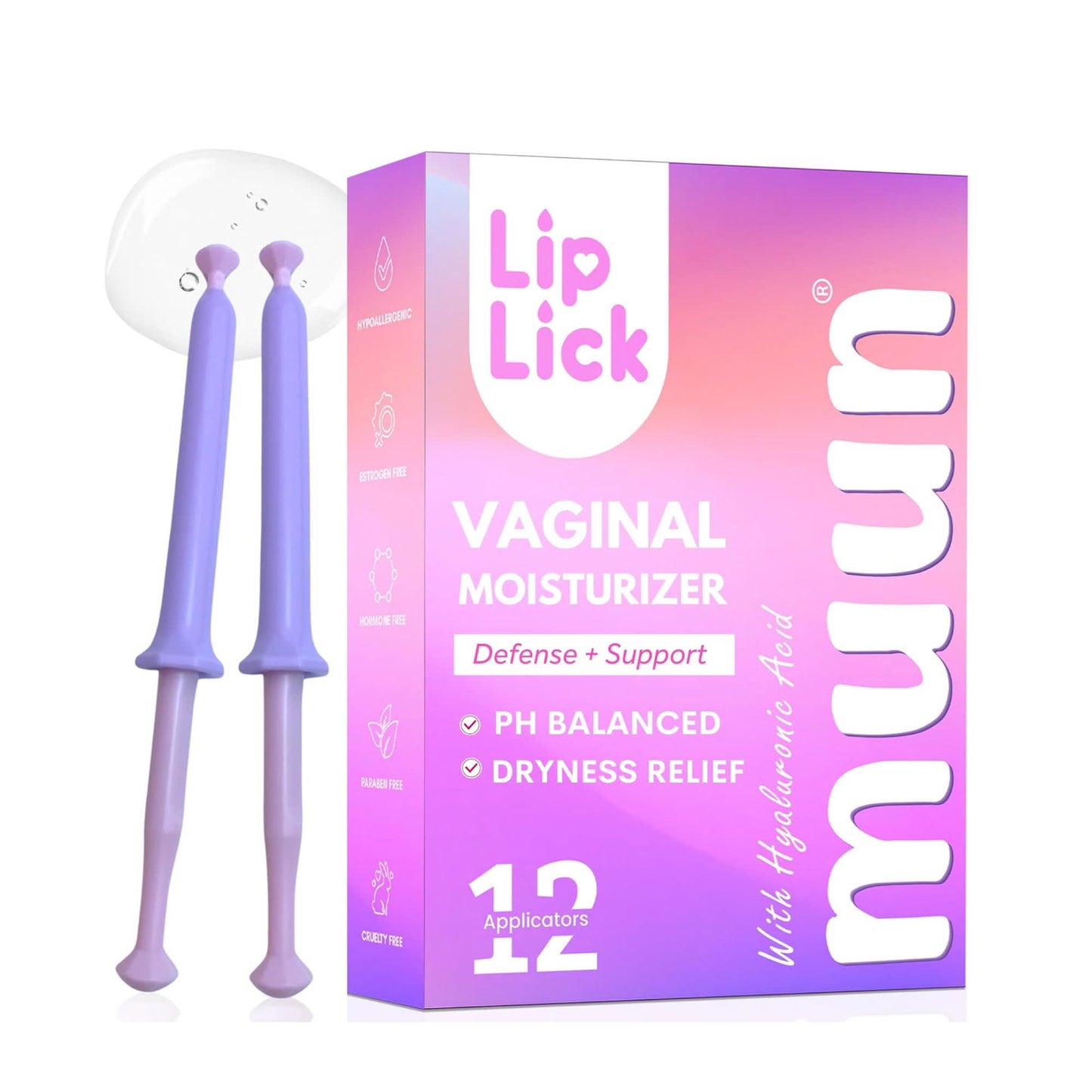 Vaginal Moisturizer - Pack 12 Immediate Intimate Hydration - Dryness Burning Itching Discomfort Relief with Hyaluronic Acid - pH Balance - Estrogen & Hormone Free