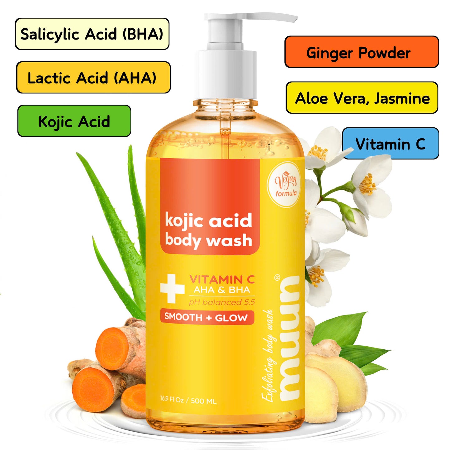 Body Wash with Kojic Acid, Turmeric & AHA BHA